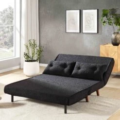 Algo Sofabed With Cushions In Charcoal Teddy Fabric 2 Seater 17 Algo Sofabed With Cushions In Charcoal Teddy Fabric 2 Seater -Daals Shop D021B CHARCOAL TEDDY scene2