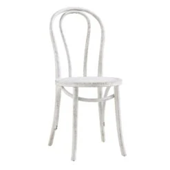 Camille Elm Wood And Rattan Bentwood Dining Chair, Distressed White -Daals Shop DCH 002 WASHWHITE WB3