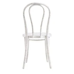 Camille Elm Wood And Rattan Bentwood Dining Chair, Distressed White -Daals Shop DCH 002 WASHWHITE WB6