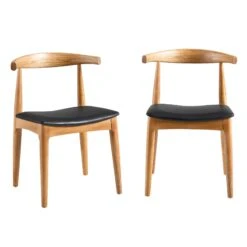 Arley Set Of 2 Beech Wood Dining Chairs, Natural And Black -Daals Shop DCH 007 NAT BLACKPU 2P WB1