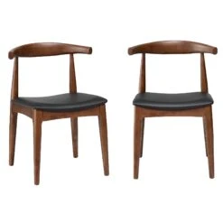Arley Set Of 2 Beech Wood Dining Chairs, Walnut And Black -Daals Shop DCH 007 WALNUT BLACKPU 2P WB1