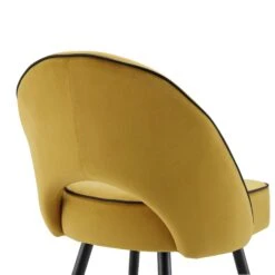 Oakley Set Of 2 Mustard Yellow Velvet Upholstered Dining Chairs With Piping -Daals Shop DCH 2138 MUSTARD VEL 2P detail2