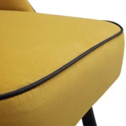Oakley Set Of 2 Mustard Yellow Velvet Upholstered Dining Chairs With Piping -Daals Shop DCH 2138 MUSTARD VEL 2P detail3