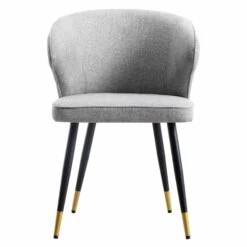 Langham Set Of 2 Grey Woven Fabric Carver Dining Chairs With Fluted Back -Daals Shop DCH 2143 GREY WOV 2P WB2