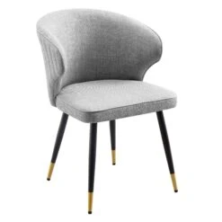 Langham Set Of 2 Grey Woven Fabric Carver Dining Chairs With Fluted Back -Daals Shop DCH 2143 GREY WOV 2P WB3