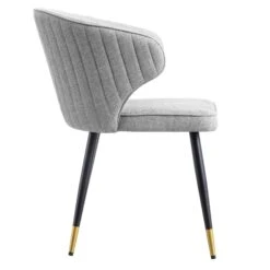 Langham Set Of 2 Grey Woven Fabric Carver Dining Chairs With Fluted Back -Daals Shop DCH 2143 GREY WOV 2P WB5