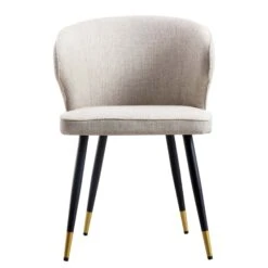 Langham Set Of 2 Oatmeal Woven Fabric Carver Dining Chairs With Fluted Back 18 Langham Set Of 2 Oatmeal Woven Fabric Carver Dining Chairs With Fluted Back -Daals Shop DCH 2143 TAUPE WOV 2P WB3