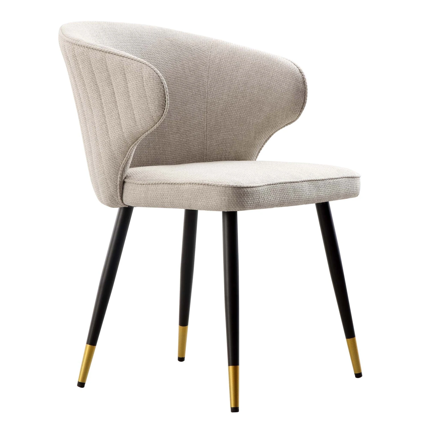 Langham Set Of 2 Oatmeal Woven Fabric Carver Dining Chairs With Fluted Back 6 Langham Set Of 2 Oatmeal Woven Fabric Carver Dining Chairs With Fluted Back - Image 6