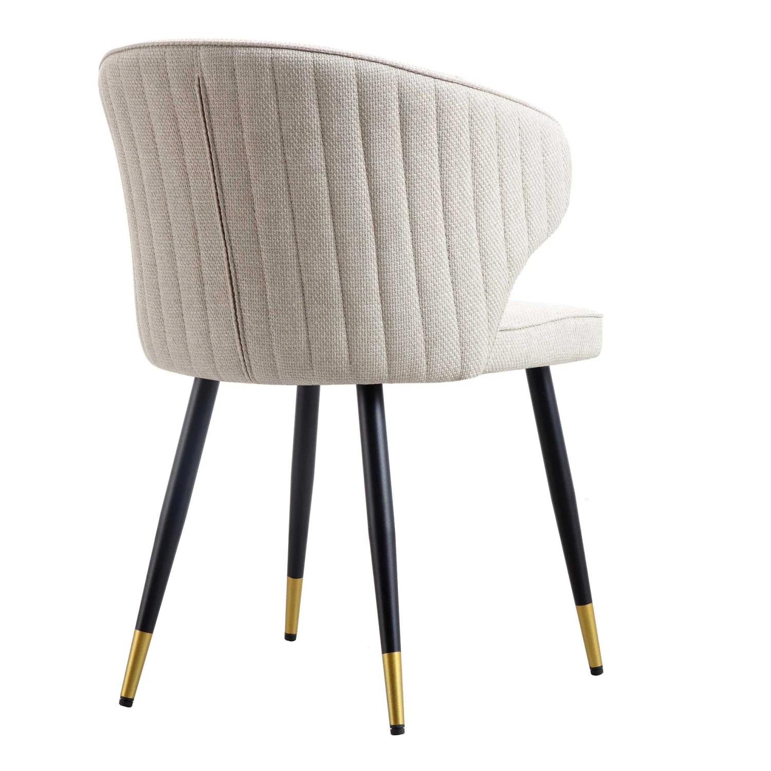 Langham Set Of 2 Oatmeal Woven Fabric Carver Dining Chairs With Fluted Back 9 Langham Set Of 2 Oatmeal Woven Fabric Carver Dining Chairs With Fluted Back - Image 9