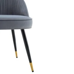 Miyae Set Of 2 Pleated Light Grey Velvet Upholstered Dining Chairs -Daals Shop DCH 2144 LIGHTGREY VEL 2P detail3