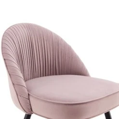 Miyae Set Of 2 Pleated Pale Pink Velvet Upholstered Dining Chairs -Daals Shop DCH 2144 PINK VEL 2P detail1