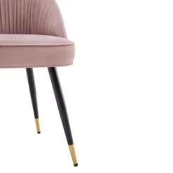 Miyae Set Of 2 Pleated Pale Pink Velvet Upholstered Dining Chairs -Daals Shop DCH 2144 PINK VEL 2P detail3