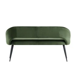 Oakley Dark Green Velvet Upholstered 3 Seater Dining Bench With Contrast Piping -Daals Shop DCH 2147 DARKGREEN VEL WB6