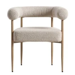 Fulbourn Taupe Boucle Dining Chair With Natural Wood Effect Legs -Daals Shop DCH 2162 TAUPE BOUCLE NAT WB1