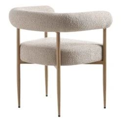 Fulbourn Taupe Boucle Dining Chair With Natural Wood Effect Legs -Daals Shop DCH 2162 TAUPE BOUCLE NAT WB4