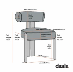 Ophelia Rust Velvet Dining Chair -Daals Shop DCH 2187 dimension 71ef87e7 79a3 4d1a 9955 a7801988136a