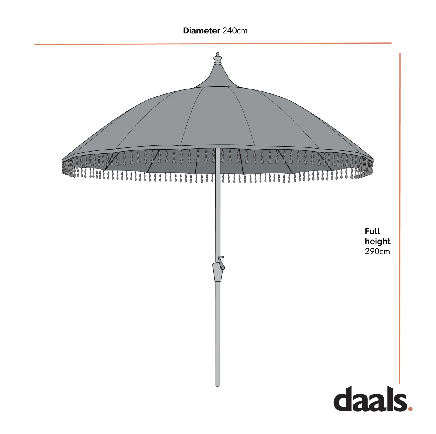 Hacienda 2.4M Sage Green Beaded Carousel Garden Parasol With Fringe Tassels And Aluminium Tilt 4 Hacienda 2.4M Sage Green Beaded Carousel Garden Parasol With Fringe Tassels And Aluminium Tilt - Image 4