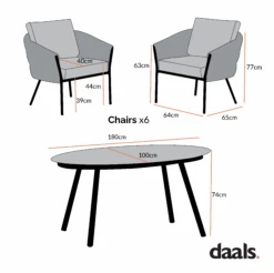 Montebello 6-Seater Outdoor Taupe Rope And Aluminium Oval Dining Set With White Ceramic Dining Table -Daals Shop Dimensional Drawings APR 2023 OD DINE 1072 21393149 b860 42f0 8863 6a96ba29c455