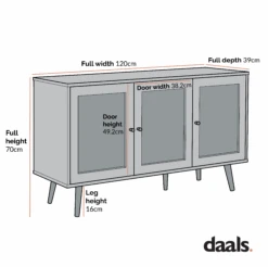 Frances Woven Rattan 3-Door Sideboard, White -Daals Shop Dimensional Drawings AUGUST 2022 FTSB001 4fb03710 5fd9 40aa 81ef 03b7b64d9cfa