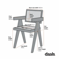 Jeanne Dark Walnut Cane Rattan Solid Beech Wood Dining Chair -Daals Shop Dimensional Drawings JUNE 2022 XN 1933 12c9df87 2eff 44c9 93b0 2bcaaa5211c8