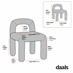 Libby Rust Velvet Dining Chair -Daals Shop Dimensional Drawings Mar 2023 DCH 2160 48cbf9e3 b858 4016 a190 3a39a4f9937c