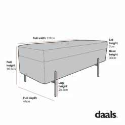 Jed Ecru Boucle 120cm Large Storage Ottoman Bench -Daals Shop Dimensional Drawings OTTO 2245 ECRUBOUCLE