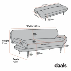 Solna 2-Seater Sofa Bed, Champagne Velvet -Daals Shop Dimensional Drawings Sept 2023 GCSF 2277 1 cccb2c1c 78ee 406e 8c1e 112454135f1b