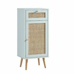 Frances Woven Rattan 1-Door Bathroom Cabinet, Mint -Daals Shop FT BAC 01 SAGE WB2