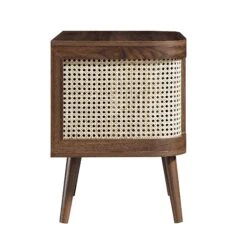 Izzy Curved Rattan Bedside Table, Walnut -Daals Shop FT BST 04 WALN WB4