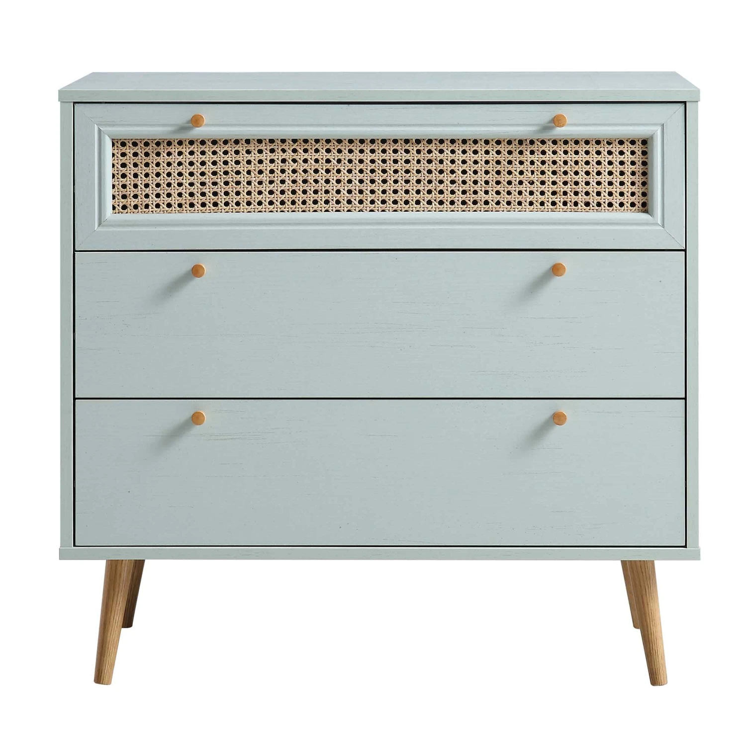 Anya Woven Rattan Chest Of 3 Drawer In Mint Colour 3 Anya Woven Rattan Chest Of 3 Drawer In Mint Colour - Image 3
