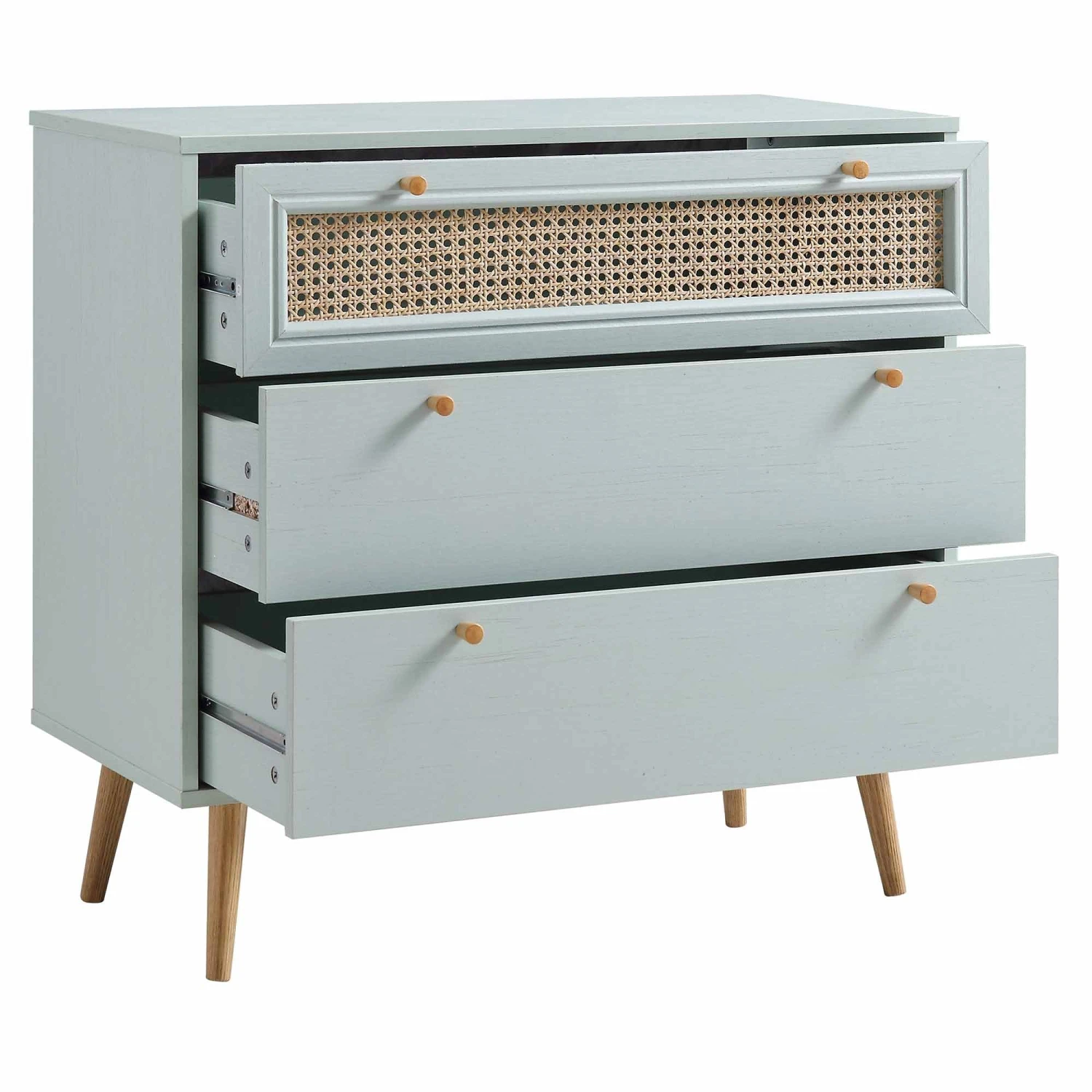 Anya Woven Rattan Chest Of 3 Drawer In Mint Colour 6 Anya Woven Rattan Chest Of 3 Drawer In Mint Colour - Image 6
