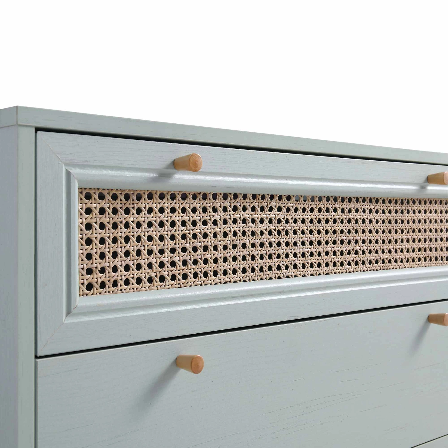 Anya Woven Rattan Chest Of 3 Drawer In Mint Colour 8 Anya Woven Rattan Chest Of 3 Drawer In Mint Colour - Image 8