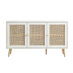 Frances Woven Rattan 3-Door Sideboard, White -Daals Shop FT SB 001 WHITE WB1
