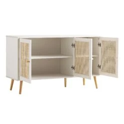 Frances Woven Rattan 3-Door Sideboard, White -Daals Shop FT SB 001 WHITE WB3