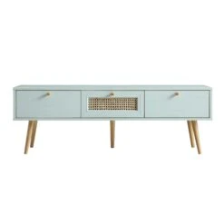Anya Woven Rattan 3-Drawer TV Unit In Mint 14 Anya Woven Rattan 3-Drawer TV Unit In Mint -Daals Shop FT TV 001 SAGE WB1