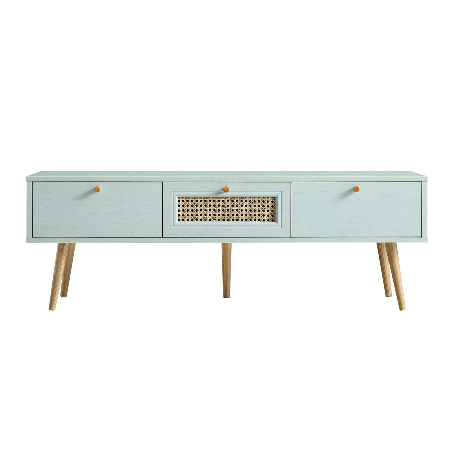 Anya Woven Rattan 3-Drawer TV Unit In Mint 3 Anya Woven Rattan 3-Drawer TV Unit In Mint - Image 3