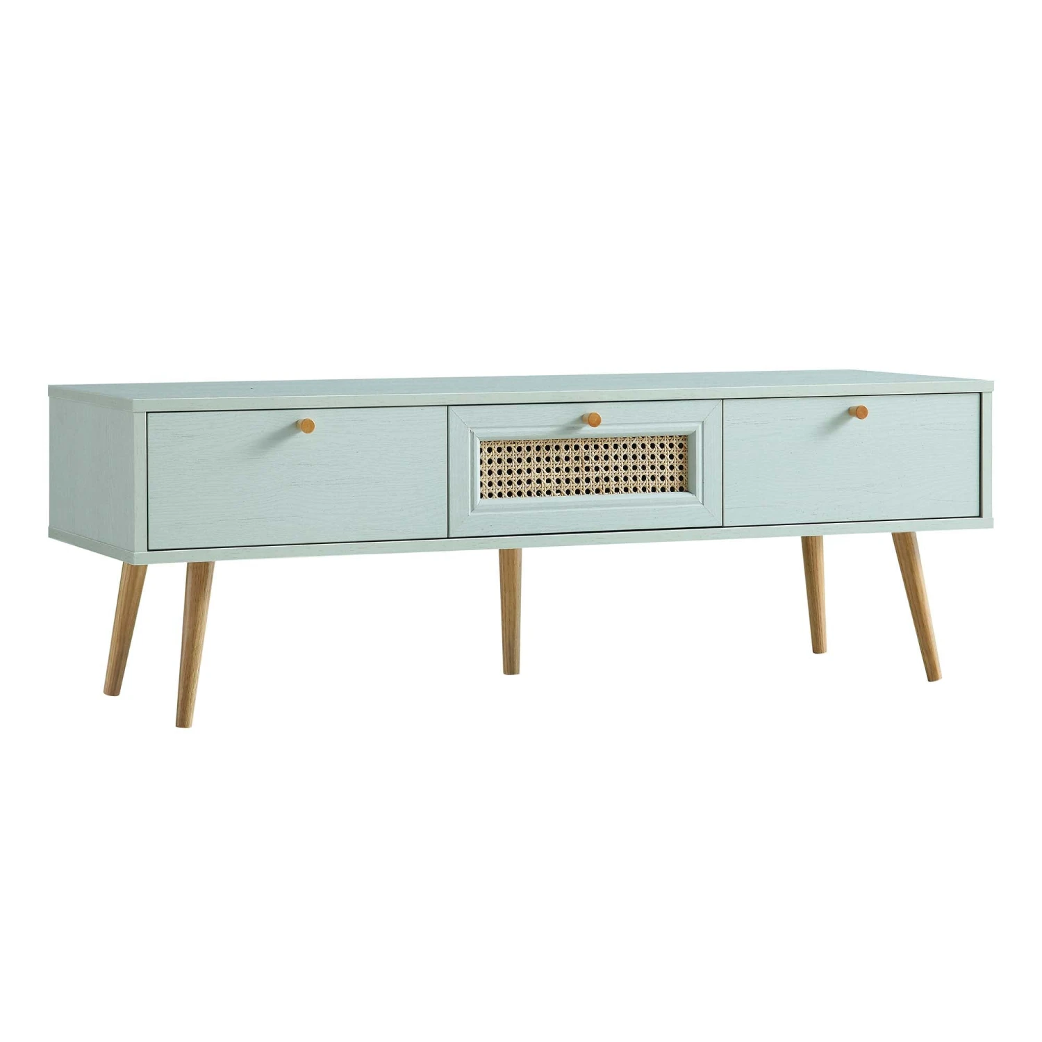 Anya Woven Rattan 3-Drawer TV Unit In Mint 4 Anya Woven Rattan 3-Drawer TV Unit In Mint - Image 4