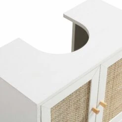 Frances Woven Rattan 2-Door Bathroom Undersink Unit, White -Daals Shop FT UDS 01 WHITE detail1