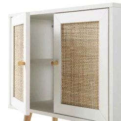 Frances Woven Rattan 2-Door Bathroom Undersink Unit, White -Daals Shop FT UDS 01 WHITE detail3