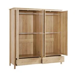 Frances Rattan 4-Door Wardrobe With 2 Drawers, Natural -Daals Shop FT WARD 04 NAT WB3