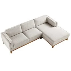 Dipley Oatmeal Woven Fabric Sofa, Grande Chaise Sofa Right Hand -Daals Shop GCSF 2398 OAT WOV RIGHT WB3