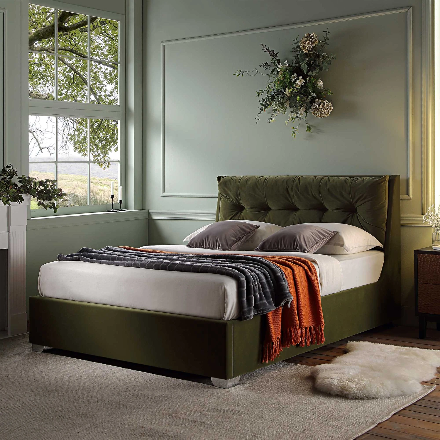 Hadley Moss Green Velvet Ottoman Storage Bed 1 Hadley Moss Green Velvet Ottoman Storage Bed