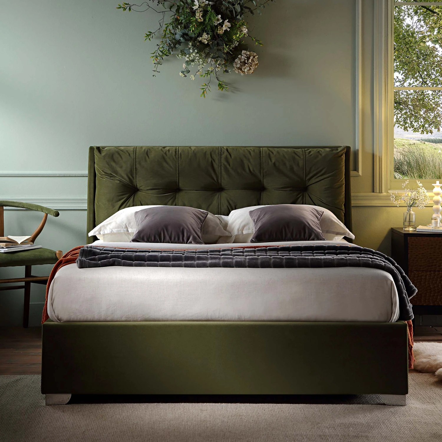 Hadley Moss Green Velvet Ottoman Storage Bed 4 Hadley Moss Green Velvet Ottoman Storage Bed - Image 4
