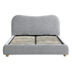 Egerie Curved Headboard Mist Grey Boucle Ottoman Storage Bed -Daals Shop JAH 011 GREY BOUCLE WB1