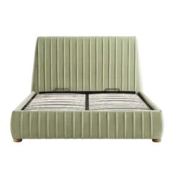 Helia Pleated Ottoman Storage Bed, Lichen Velvet -Daals Shop JAH 012 LICHEN VEL WB1