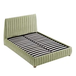 Helia Pleated Ottoman Storage Bed, Lichen Velvet -Daals Shop JAH 012 LICHEN VEL WB4