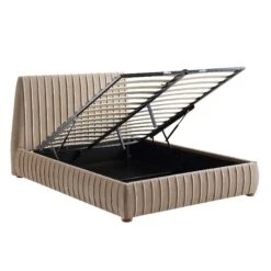Helia Pleated Ottoman Storage Bed, Taupe Velvet -Daals Shop JAH 012 MINK VEL WB3