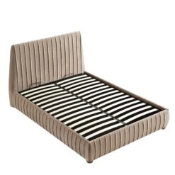 Helia Pleated Ottoman Storage Bed, Taupe Velvet -Daals Shop JAH 012 MINK VEL WB4