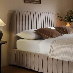 Helia Pleated Ottoman Storage Bed, Taupe Velvet -Daals Shop JAH 012 MINK VEL scene3