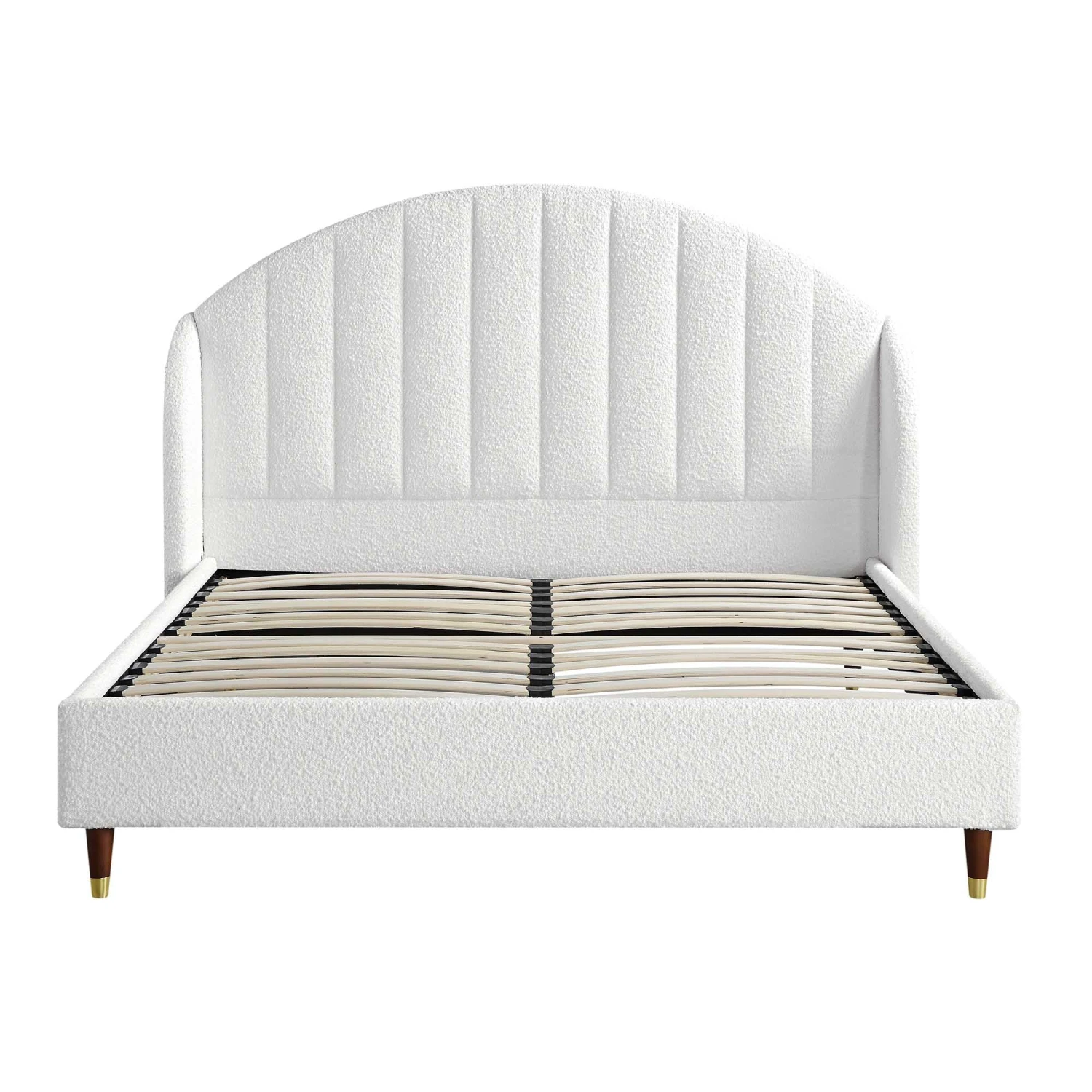 Eleanor White Boucle Upholstered Bed Frame With Domed Headboard 5 Eleanor White Boucle Upholstered Bed Frame With Domed Headboard - Image 5